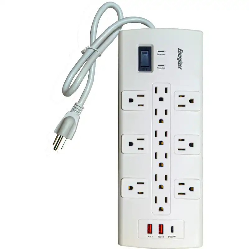 Regleta 12 Tomas Puerto USB-A x2 y USB-C Energizer YC312FS3UP