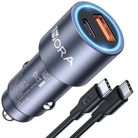Cargador De Carro 20w USB-C  + 18W USB-A 1HORA GAR241