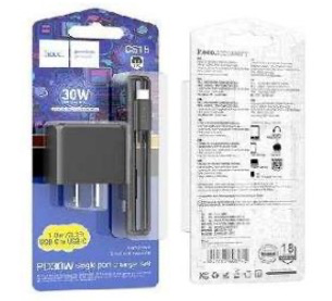 [CRG0017] Cargador PD30W USB-C + Cable Tipo C Hoco CS15